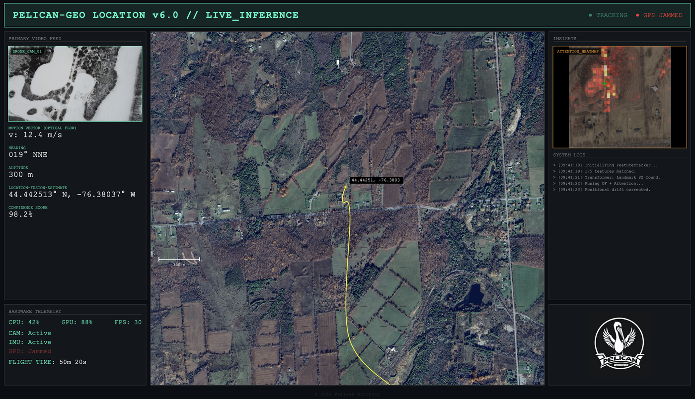 Pelican-GEO live inference dashboard
